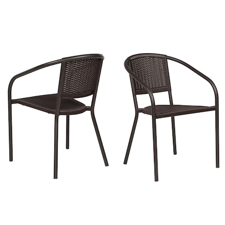 Rainbow Outdoor Lapis Set of 2 Stackable Armchair-Brown RBO-LAPIS-BRW-AC-SET2